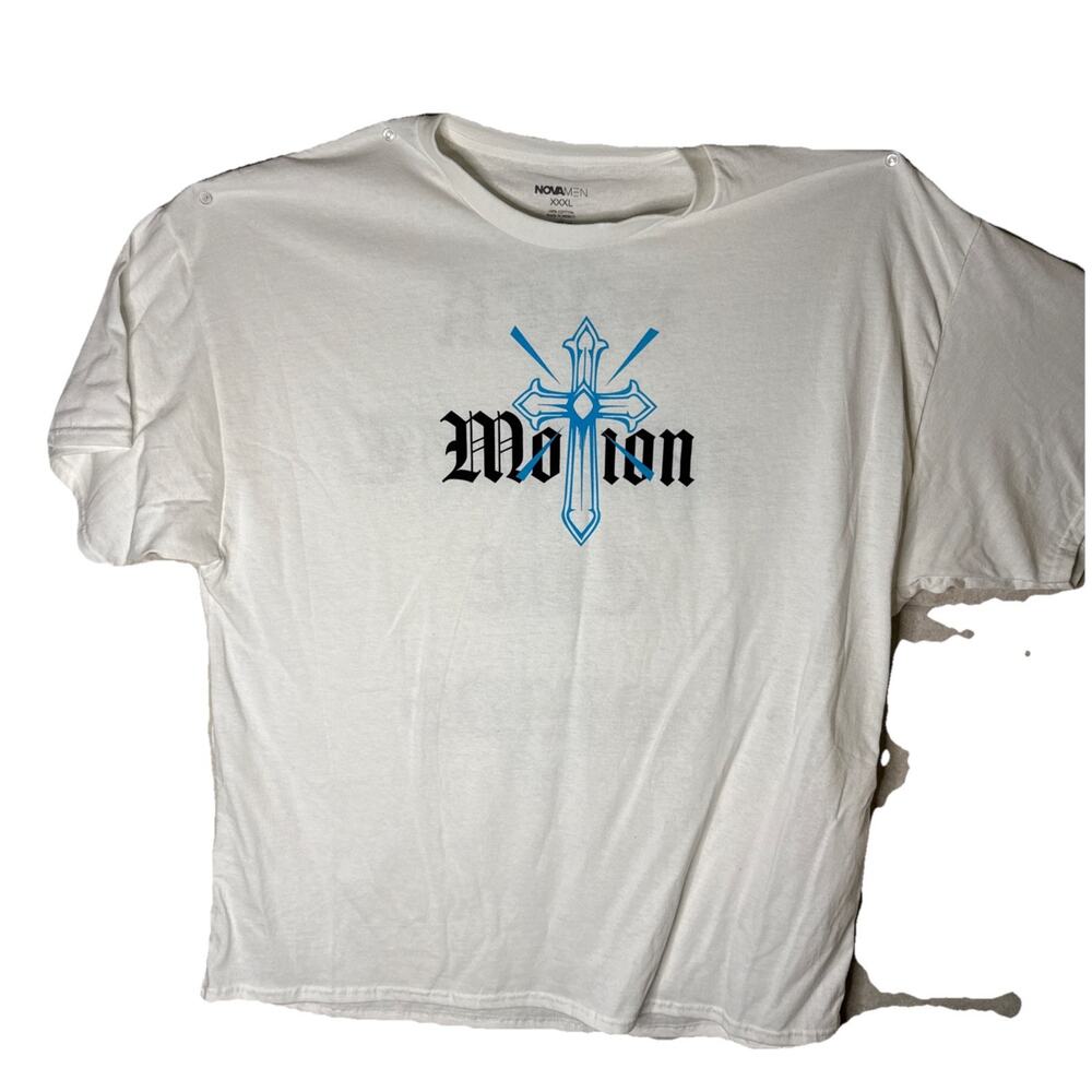 Men NWOT T-Shirt Cross Motion "back Against The Winds" 3XL White 100% Cotton New